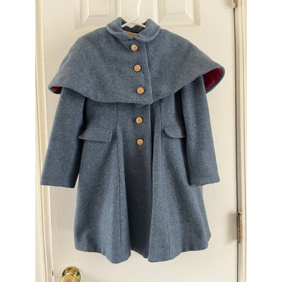 Vtg 1950's Best & Co Lilliputian Bazaar Girl's Military Cloaked Winter Coat Hat